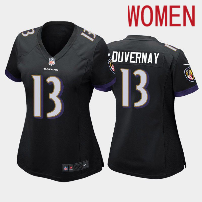 Women Baltimore Ravens #13 Devin Duvernay Nike Black Game NFL Jersey->women nfl jersey->Women Jersey